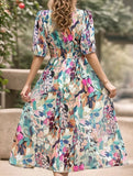 V Neck Cinched Waist Maxi Dress_CWDMD02904