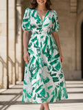 V Neck Cinched Waist Maxi Dress_CWDMD02904