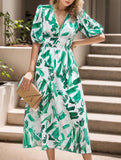 V Neck Cinched Waist Maxi Dress_CWDMD02904