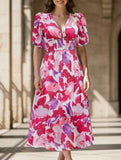 V Neck Cinched Waist Maxi Dress_CWDMD02904