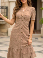 Doll Collar Short Sleeve Dress_CWDMD02907
