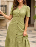 Doll Collar Short Sleeve Dress_CWDMD02907
