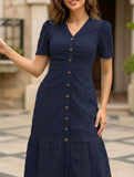 Doll Collar Short Sleeve Dress_CWDMD02907