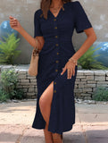 Doll Collar Short Sleeve Dress_CWDMD02907