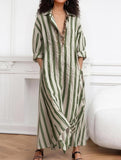V Neck Stripe Printed Maxi Dress