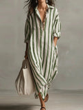 V Neck Stripe Printed Maxi Dress