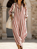 V Neck Stripe Printed Maxi Dress