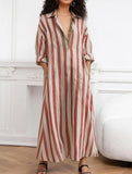 V Neck Stripe Printed Maxi Dress