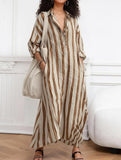 V Neck Stripe Printed Maxi Dress