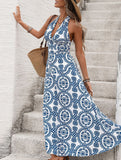Porcelain Halter Maxi Dress