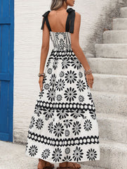 Print Tie Cami Backless Dress