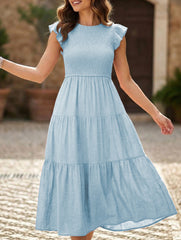 Flutter Sleeve Tiered Mini Dress_CWDMD02934