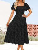 Square Neck Boho Floral Midi Dress_CWDMD02939