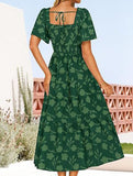 Square Neck Boho Floral Midi Dress_CWDMD02939