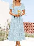 Square Neck Boho Floral Midi Dress_CWDMD02939
