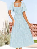 Square Neck Boho Floral Midi Dress_CWDMD02939