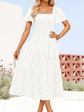 Square Neck Boho Floral Midi Dress_CWDMD02939