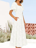 Square Neck Boho Floral Midi Dress_CWDMD02939