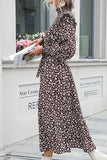 HIGH NECK FLORAL PATTERNED LONG DRESS