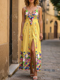 LACE-UP SEXY HALTER DRESS COVERED IN FLOWERS