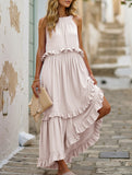 Elegant Temperament Long Floor-Length Cake Skirt Dress – Tiered Maxi Gown
