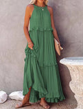 Elegant Temperament Long Floor-Length Cake Skirt Dress – Tiered Maxi Gown