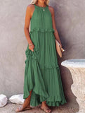 Elegant Temperament Long Floor-Length Cake Skirt Dress ??Tiered Maxi Gown