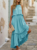 Elegant Temperament Long Floor-Length Cake Skirt Dress ??Tiered Maxi Gown