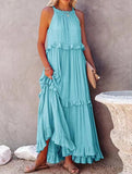 Elegant Temperament Long Floor-Length Cake Skirt Dress ??Tiered Maxi Gown