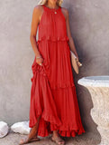 Elegant Temperament Long Floor-Length Cake Skirt Dress – Tiered Maxi Gown