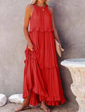 Elegant Temperament Long Floor-Length Cake Skirt Dress ??Tiered Maxi Gown