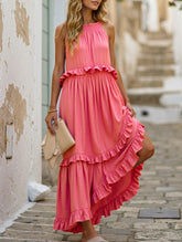 Elegant Temperament Long Floor-Length Cake Skirt Dress ??Tiered Maxi Gown
