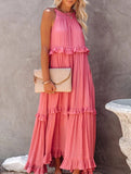 Elegant Temperament Long Floor-Length Cake Skirt Dress ??Tiered Maxi Gown
