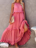 Elegant Temperament Long Floor-Length Cake Skirt Dress – Tiered Maxi Gown