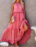 Elegant Temperament Long Floor-Length Cake Skirt Dress ??Tiered Maxi Gown