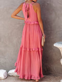Elegant Temperament Long Floor-Length Cake Skirt Dress ??Tiered Maxi Gown