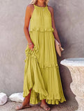 Elegant Temperament Long Floor-Length Cake Skirt Dress ??Tiered Maxi Gown
