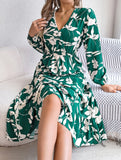 Loral Long Sleeve Peplum Dress ??Waist Tucked Elegance