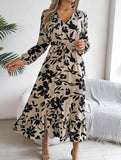 Loral Long Sleeve Peplum Dress ??Waist Tucked Elegance
