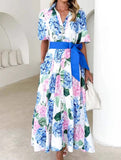 Boho Print Short Sleeve Belted A-Line Dress ??Flowy & Feminine Summer Dress