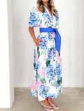 Boho Print Short Sleeve Belted A-Line Dress ??Flowy & Feminine Summer Dress
