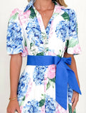 Boho Print Short Sleeve Belted A-Line Dress ??Flowy & Feminine Summer Dress