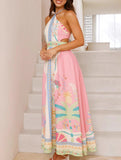 Sexy Halter Neck Tie-Waist Backless Long Dress