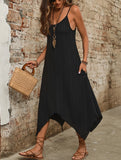 Irregular Hem Loose Midi Dress ??Solid Color, All-Season Style