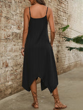 Irregular Hem Loose Midi Dress ??Solid Color, All-Season Style