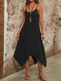 Irregular Hem Loose Midi Dress ??Solid Color, All-Season Style