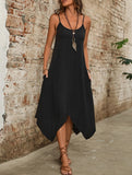 Irregular Hem Loose Midi Dress ??Solid Color, All-Season Style