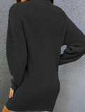 Knit plain color loose long-sleeved dress