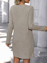 Knit button-down collar dress