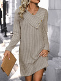 Knit button-down collar dress